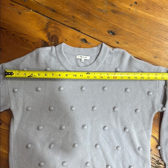 Madewell Soft Wool Blend Gray Pom-Pom Crewneck Sweater Size Small - Picture 5 of 9
